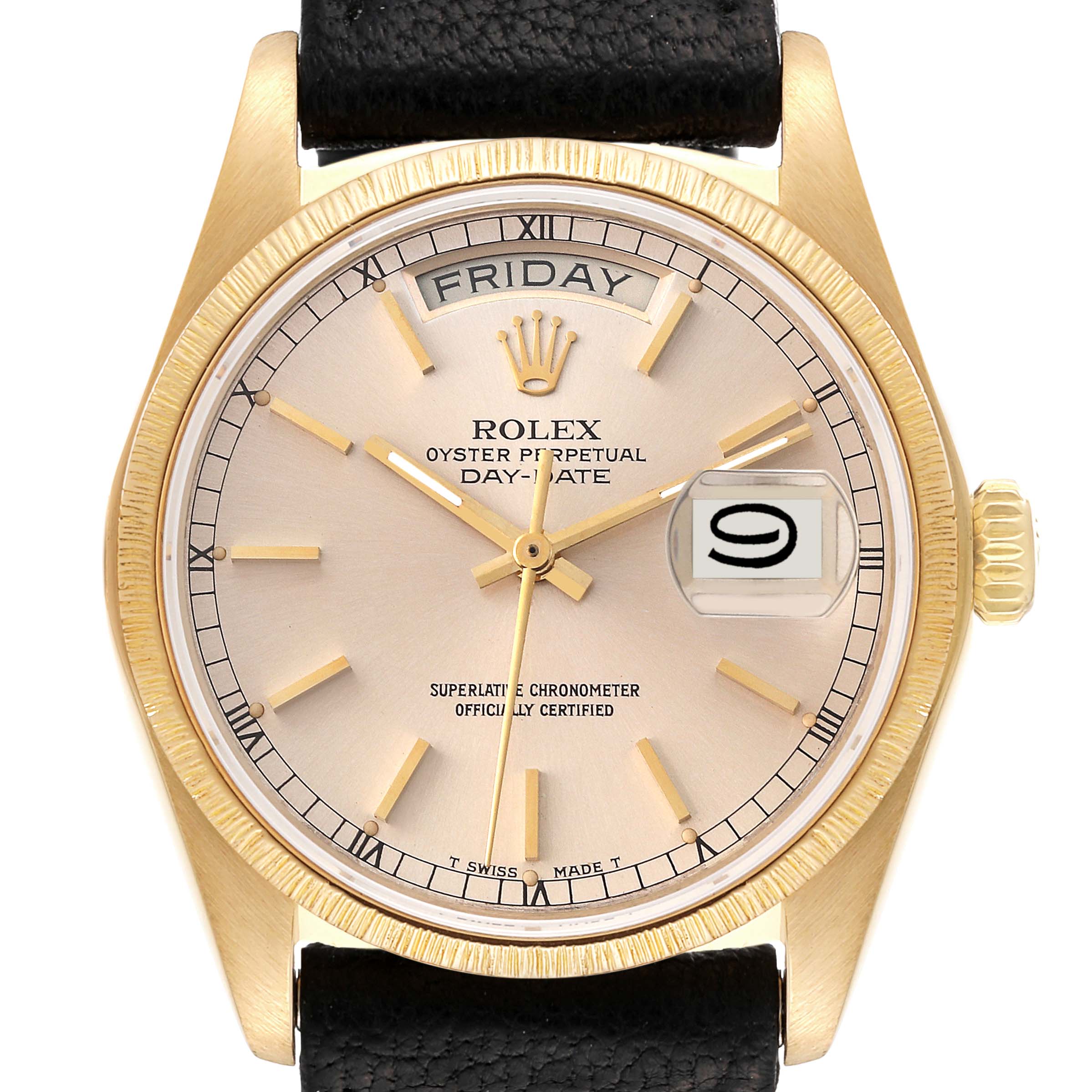 Rolex President Day-Date 36 Yellow Gold Bark Finish Mens Watch 18078