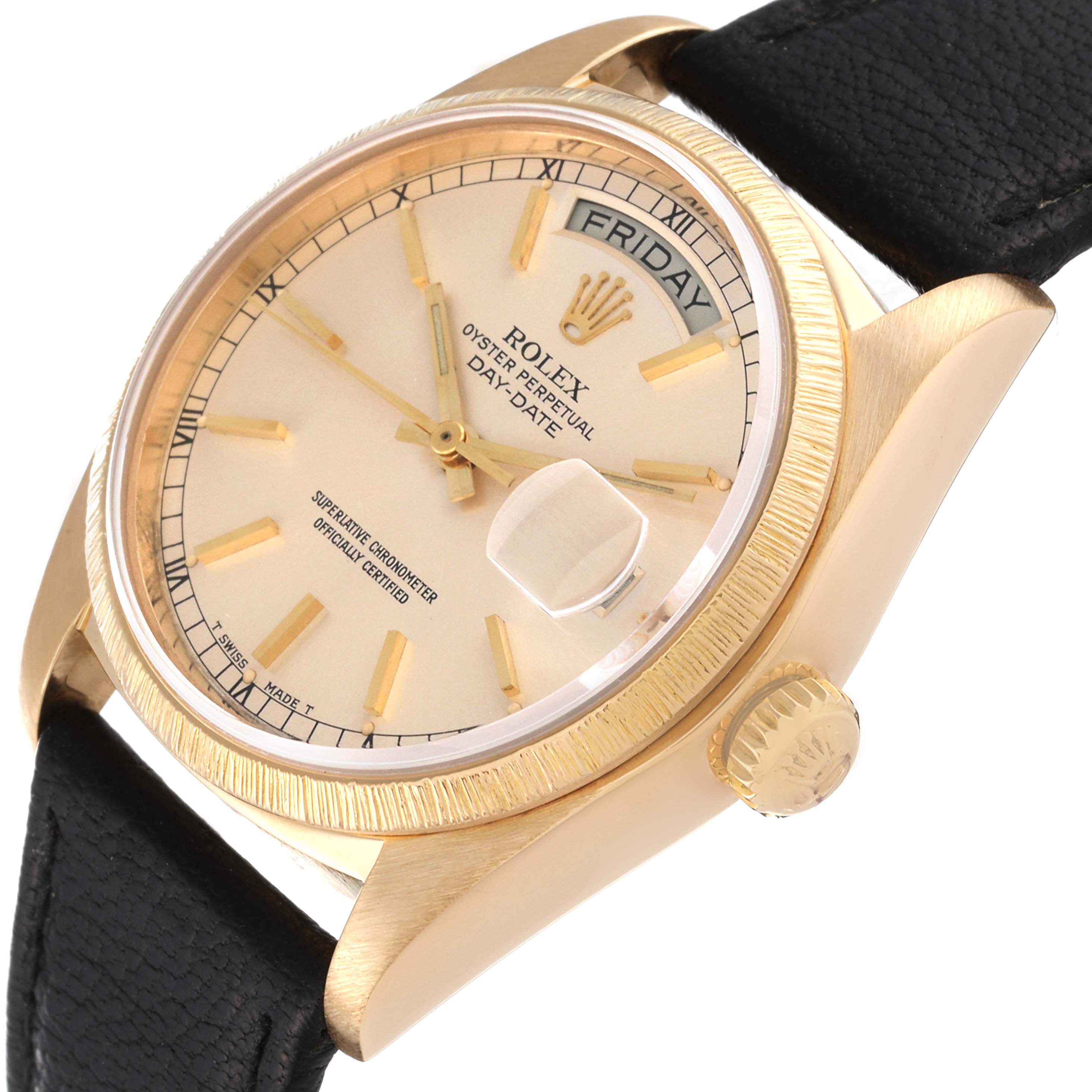 Rolex President Day-Date 36 Yellow Gold Bark Finish Mens Watch 18078