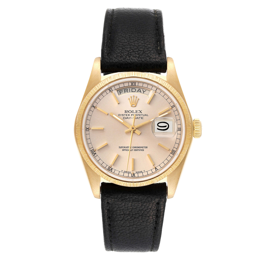 Rolex President Day-Date 36 Yellow Gold Bark Finish Mens Watch 18078