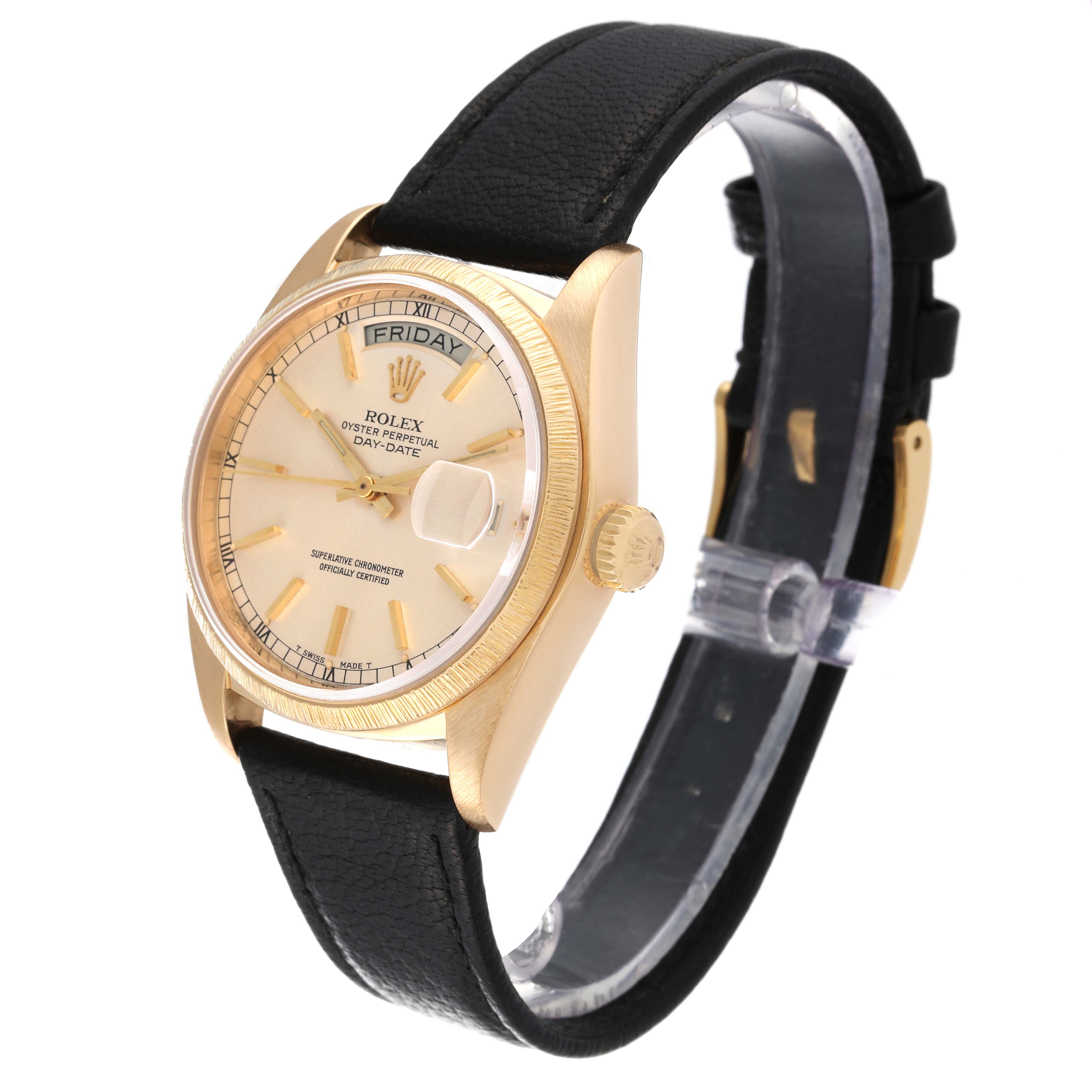 Rolex President Day-Date 36 Yellow Gold Bark Finish Mens Watch 18078