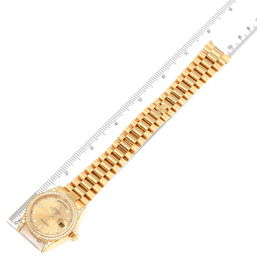 Rolex President Day-Date Yellow Gold Diamond Dial Bezel Lugs Mens Watch 118388