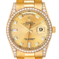 Rolex President Day-Date Yellow Gold Diamond Dial Bezel Lugs Mens Watch 118388