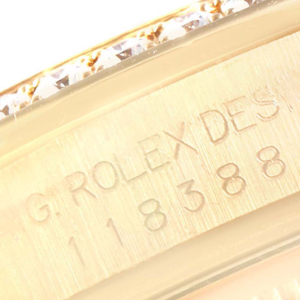 Rolex President Day-Date Yellow Gold Diamond Dial Bezel Lugs Mens Watch 118388