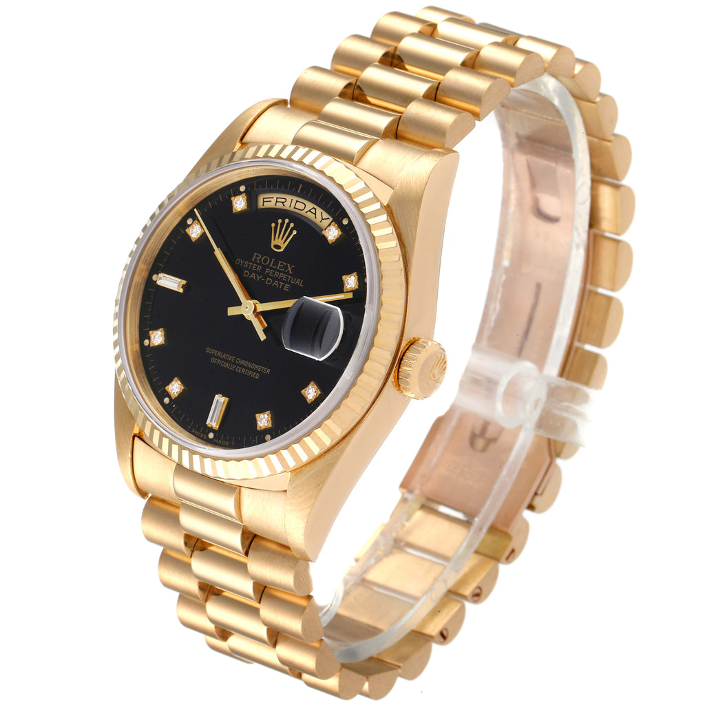 Rolex President Day-Date 36 Yellow Gold Diamond Mens Watch 18238