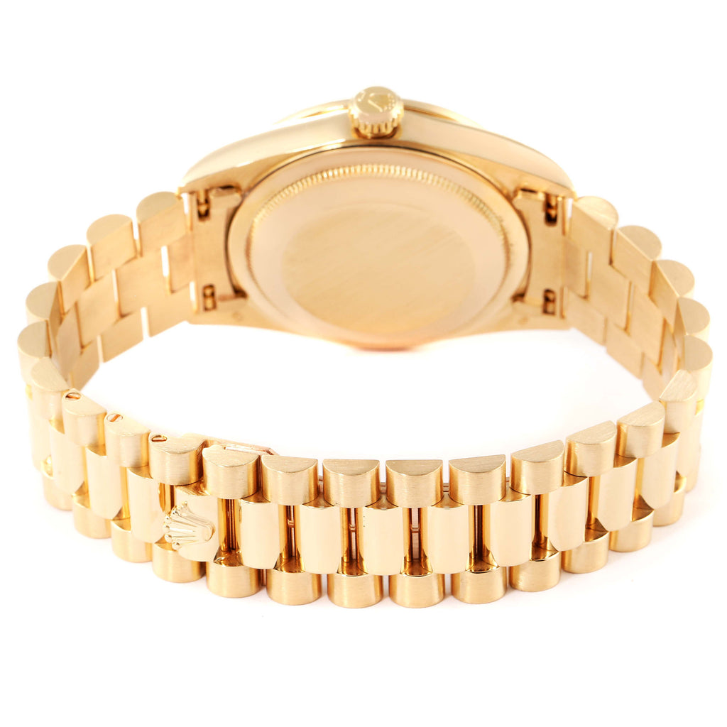 Rolex President Day-Date 36 Yellow Gold Diamond Mens Watch 18388 Box Papers