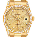 Rolex President Day-Date 36 Yellow Gold Diamond Mens Watch 18388 Box Papers