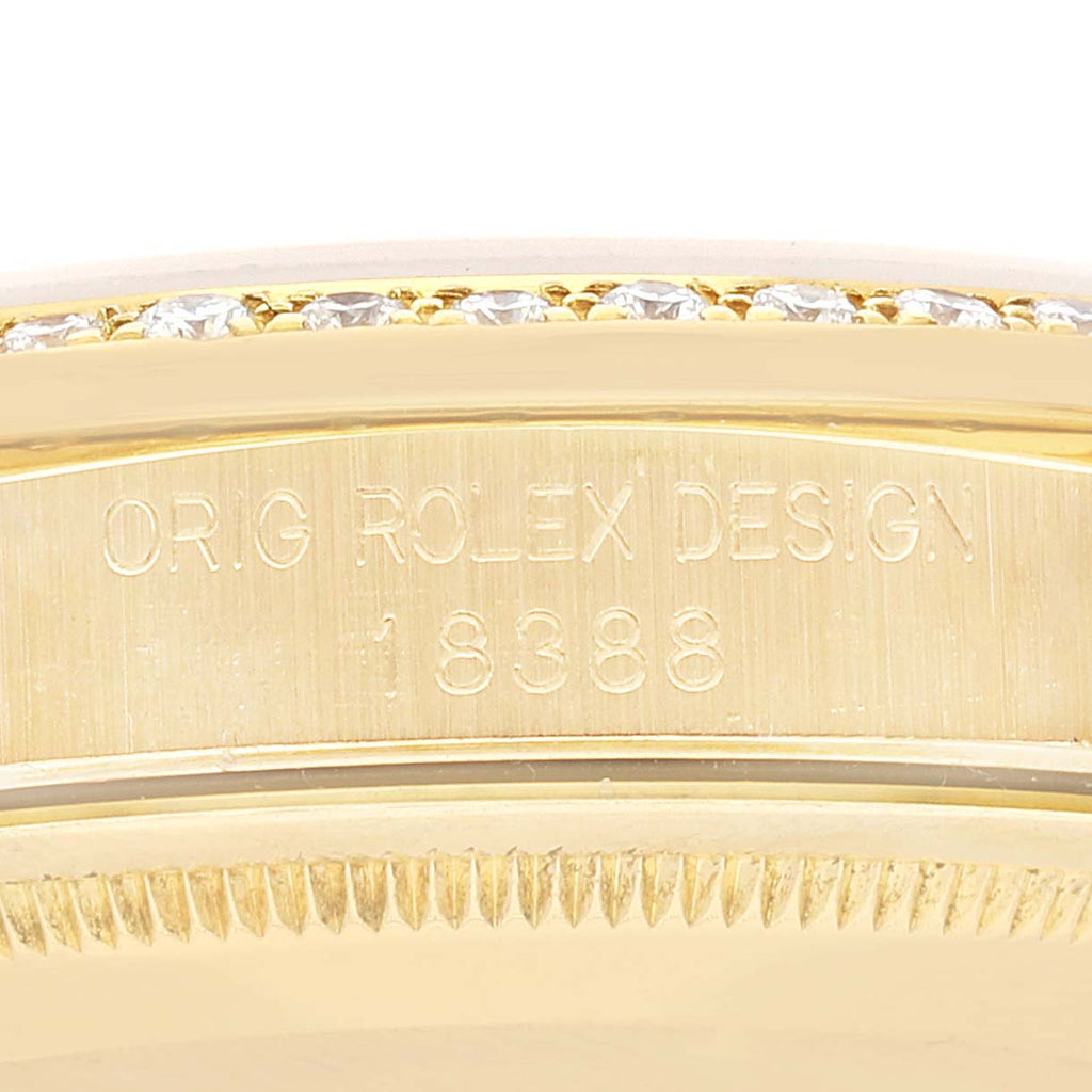 Rolex President Day-Date 36 Yellow Gold Diamond Mens Watch 18388 Box Papers