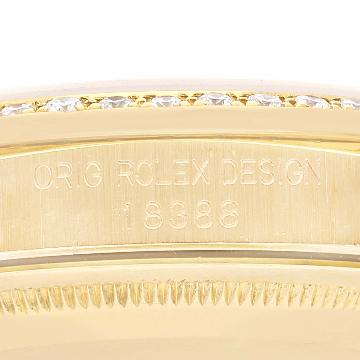 Rolex President Day-Date 36 Yellow Gold Diamond Mens Watch 18388 Box Papers