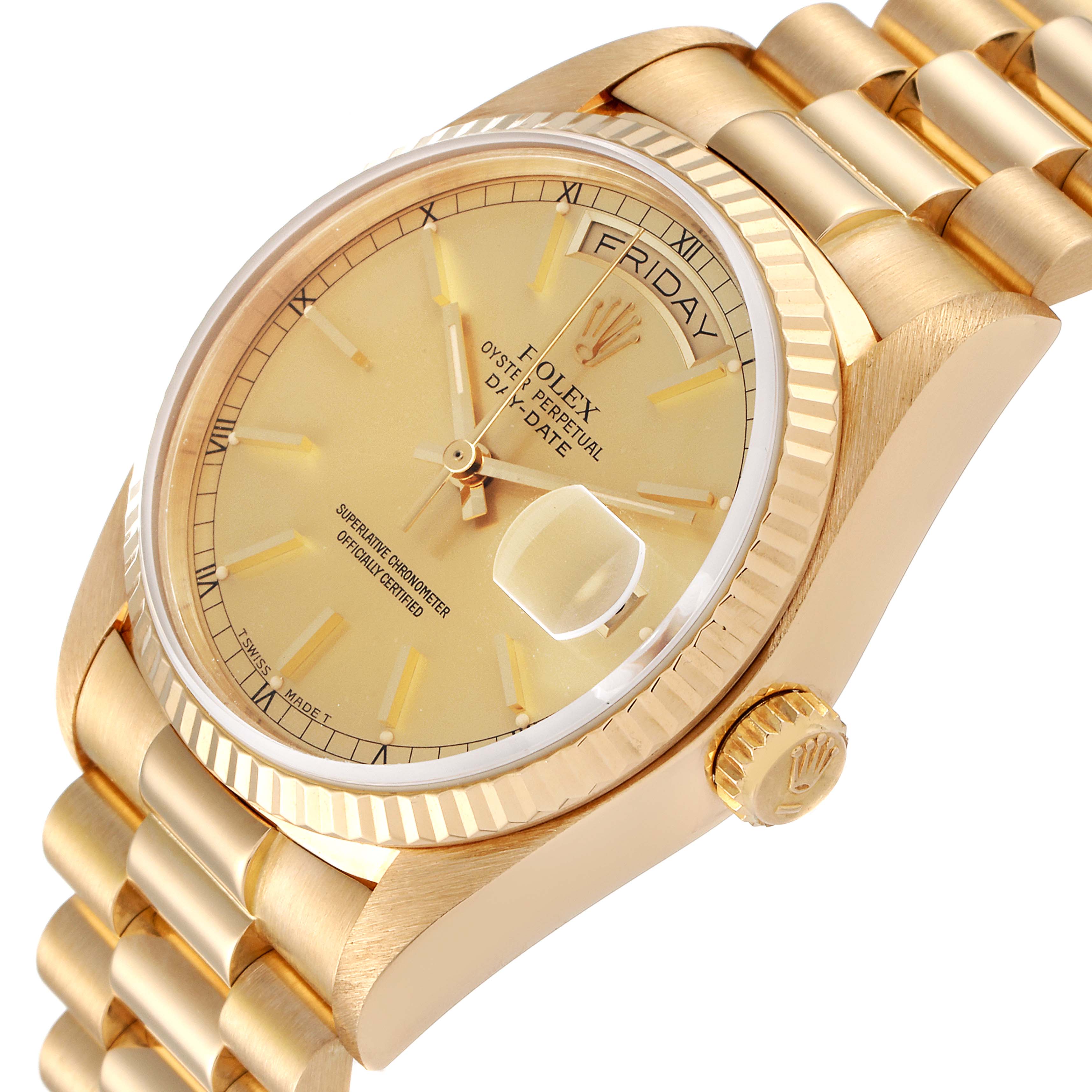 Rolex President Day-Date 36mm 18k Yellow Gold Mens Watch 18038