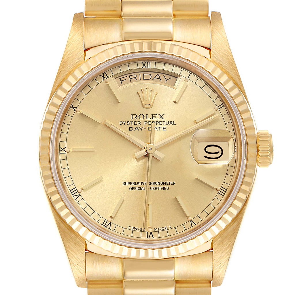 Rolex President Day-Date 36mm 18k Yellow Gold Mens Watch 18038