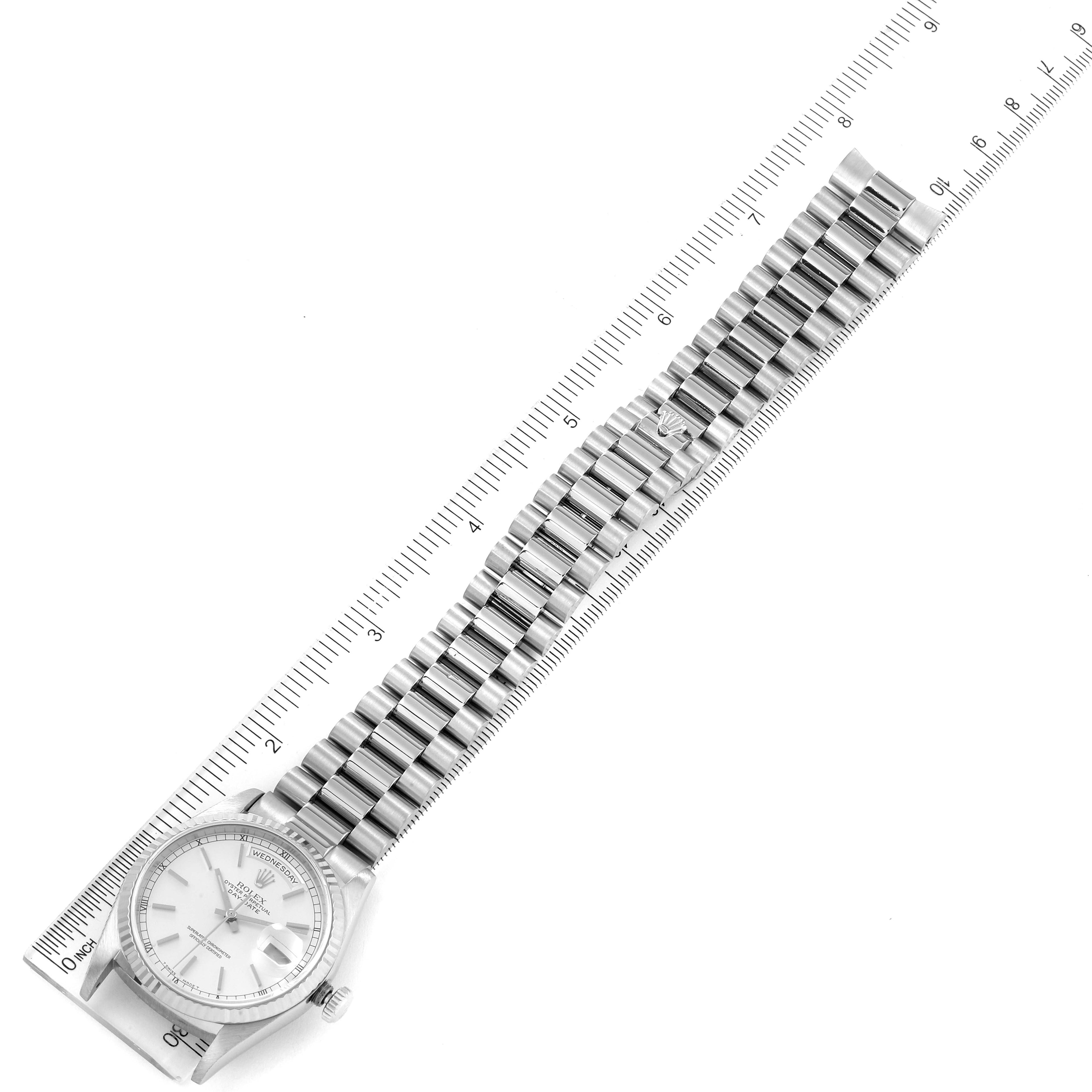 Rolex President Day-Date 36mm White Gold Silver Dial Mens Watch 18239