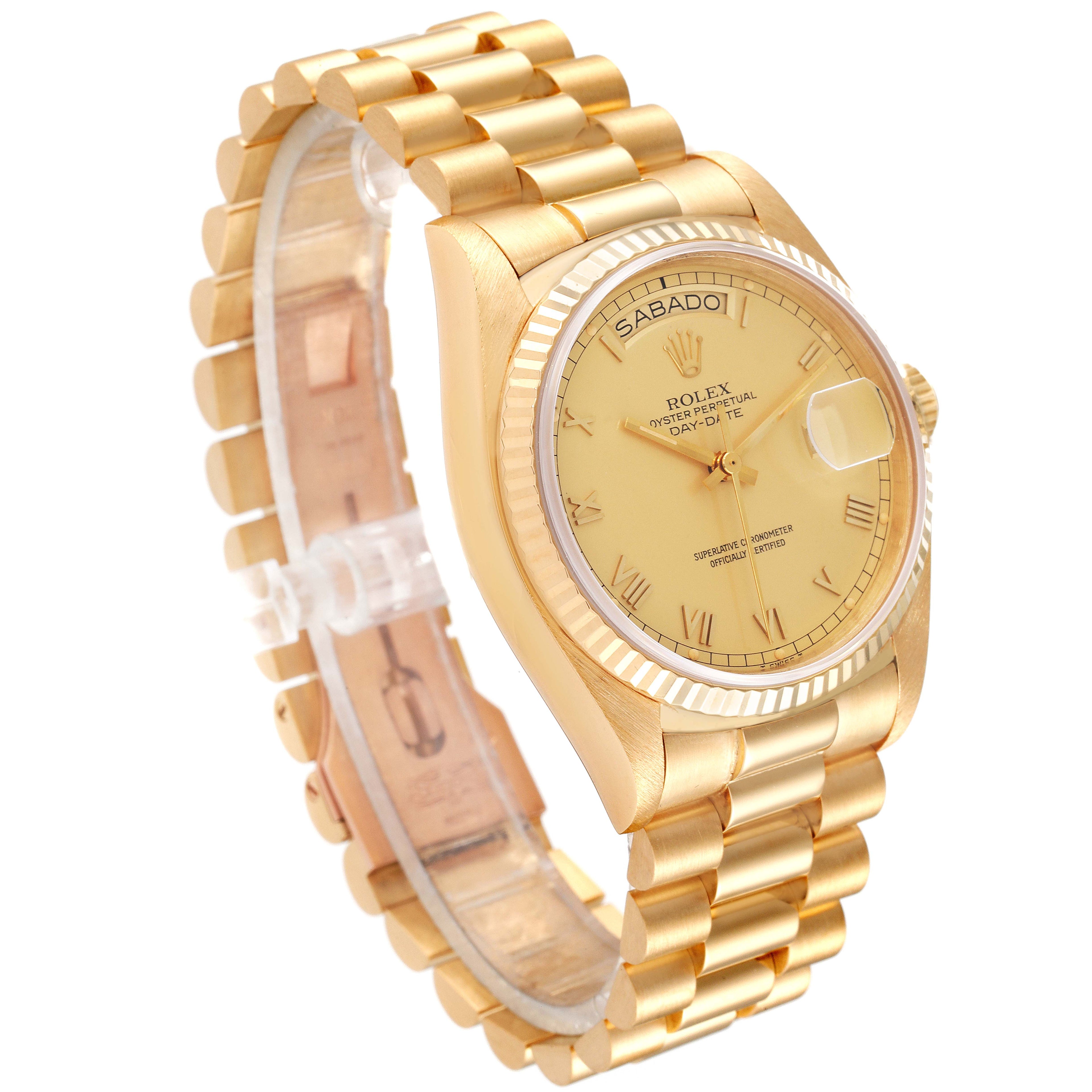 Rolex President Day-Date 36mm Yellow Gold Champagne Dial Mens Watch 18038