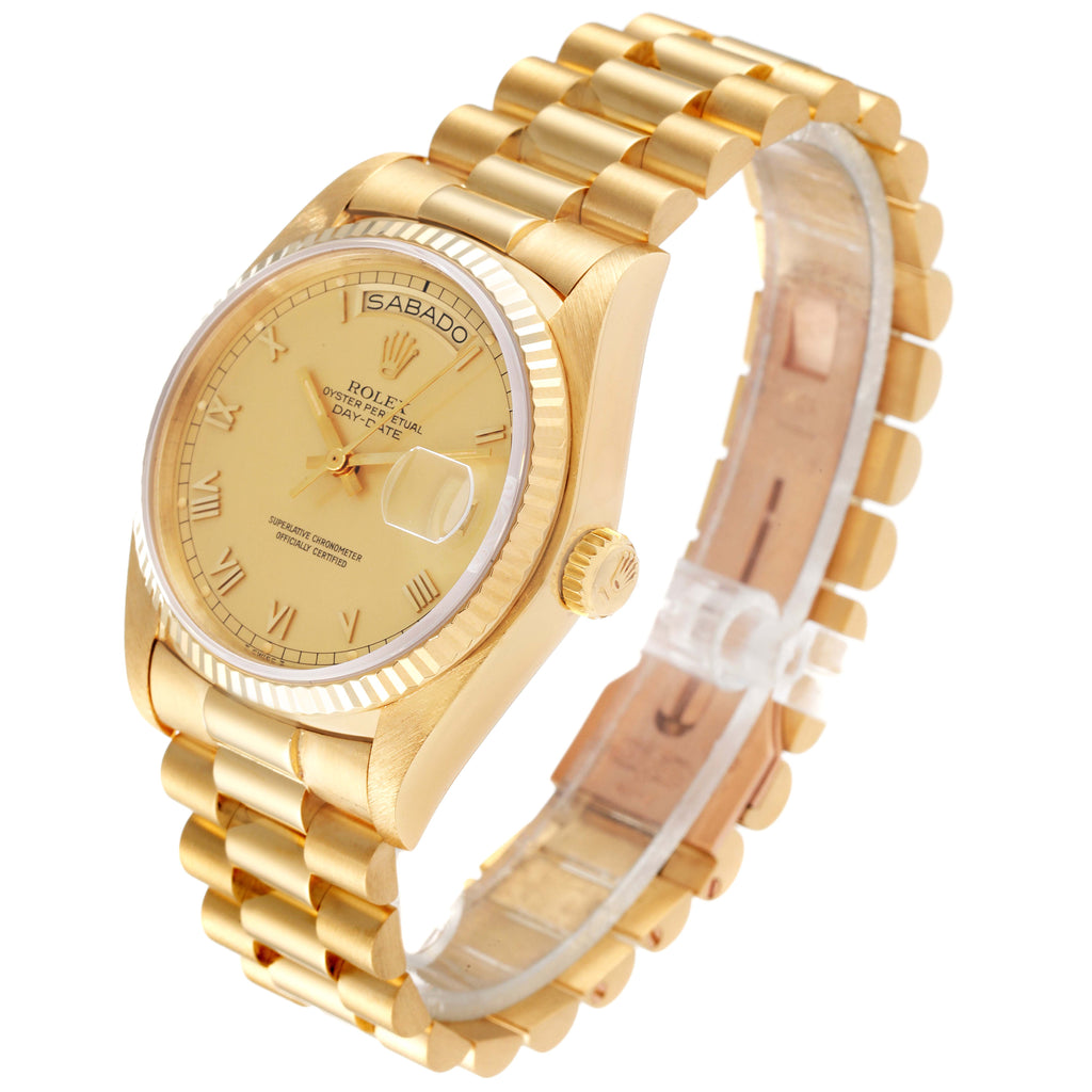 Rolex President Day-Date 36mm Yellow Gold Champagne Dial Mens Watch 18038