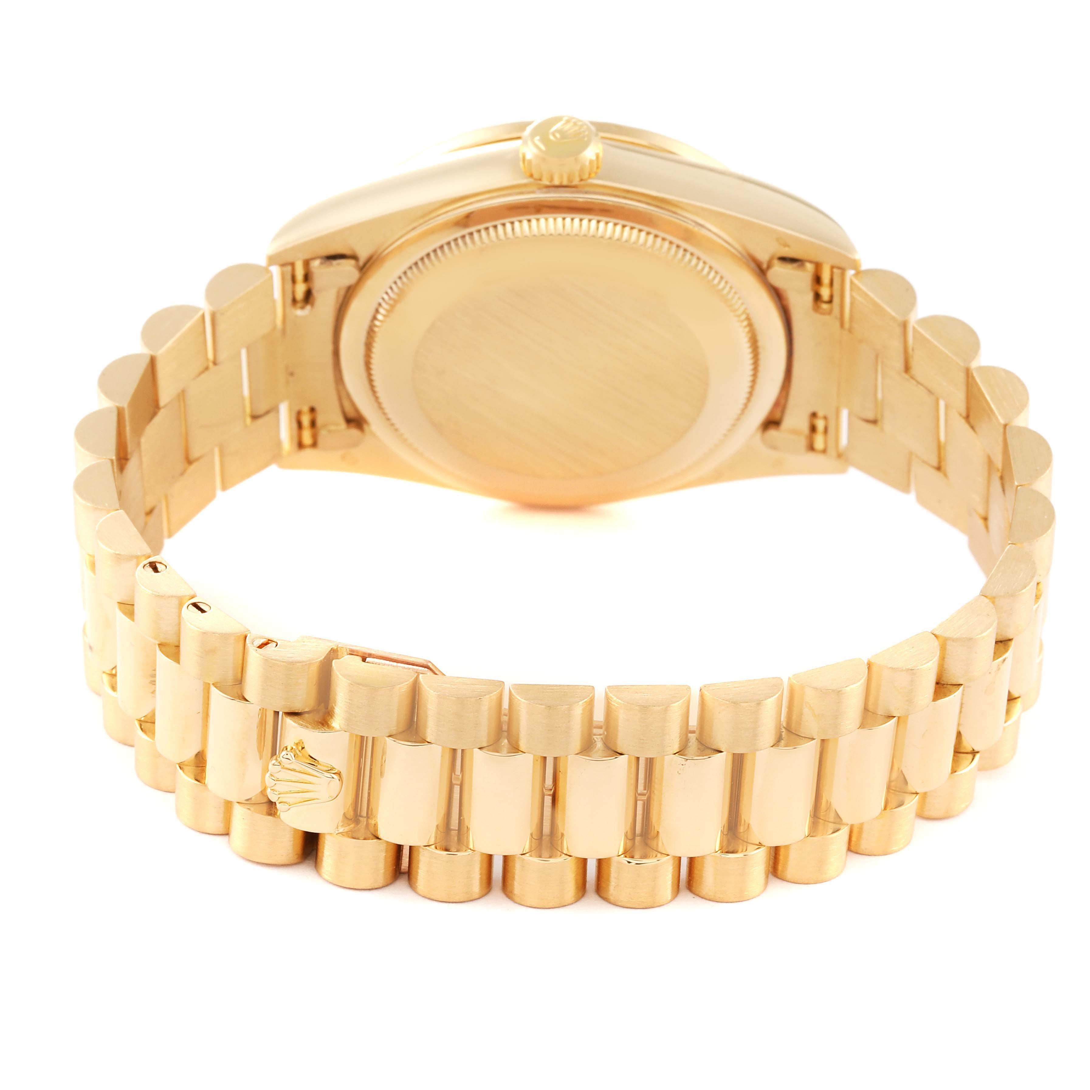 Rolex President Day-Date 36mm Yellow Gold Diamond Bezel Mens Watch 18348