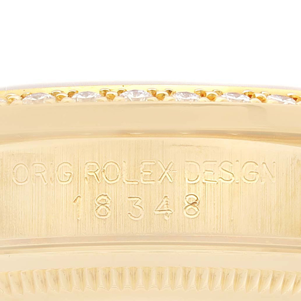 Rolex President Day-Date 36mm Yellow Gold Diamond Bezel Mens Watch 18348