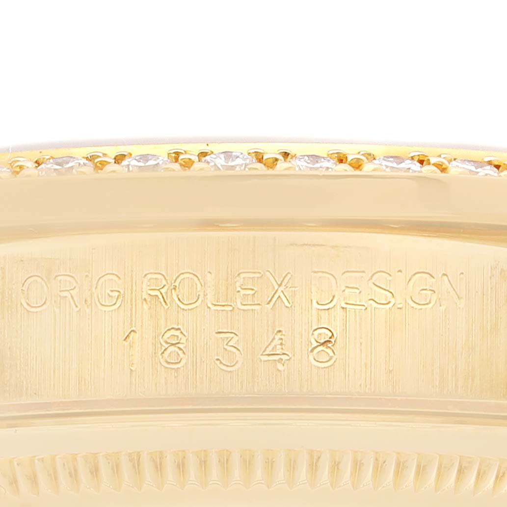 Rolex President Day-Date 36mm Yellow Gold Diamond Bezel Mens Watch 18348