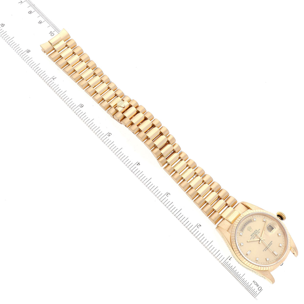 Rolex President Day-Date 36mm Yellow Gold Diamond Dial Mens Watch 18238