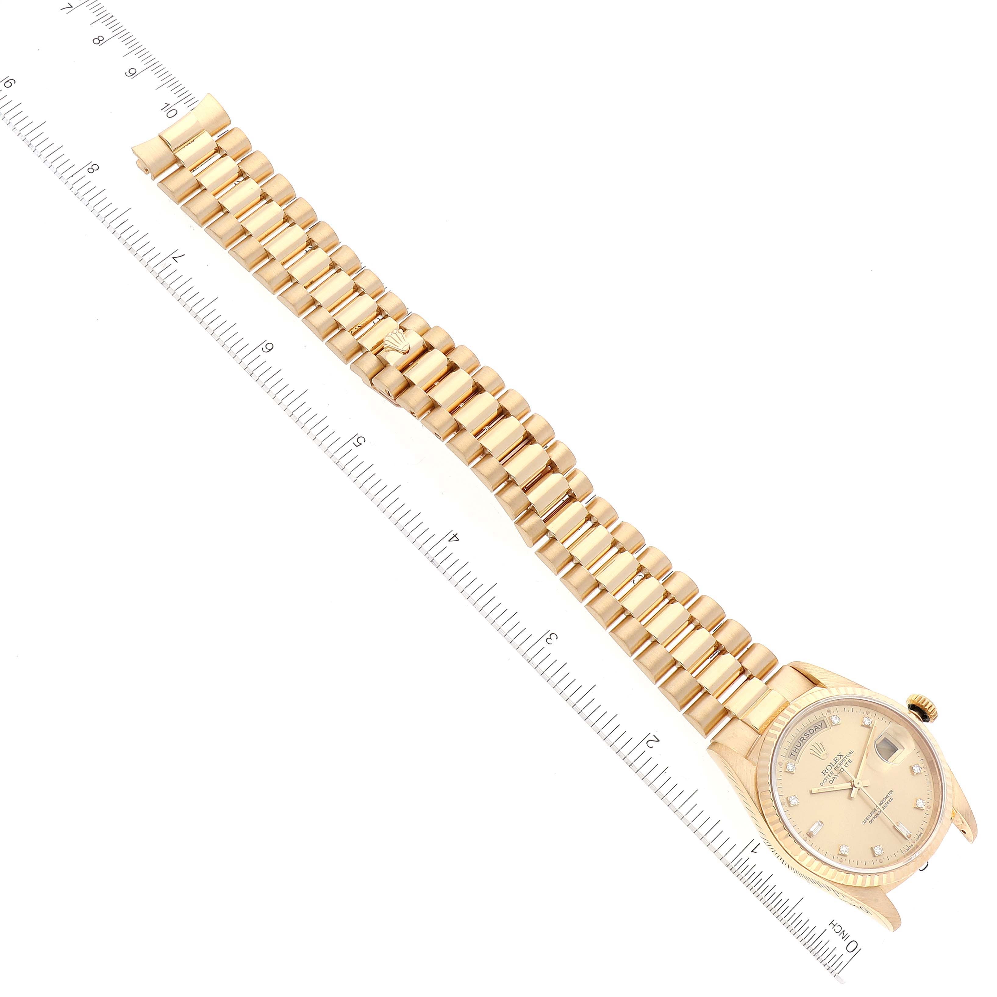 Rolex President Day-Date 36mm Yellow Gold Diamond Dial Mens Watch 18238