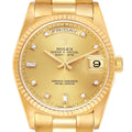 Rolex President Day-Date 36mm Yellow Gold Diamond Mens Watch 18238 + 2 Extra links