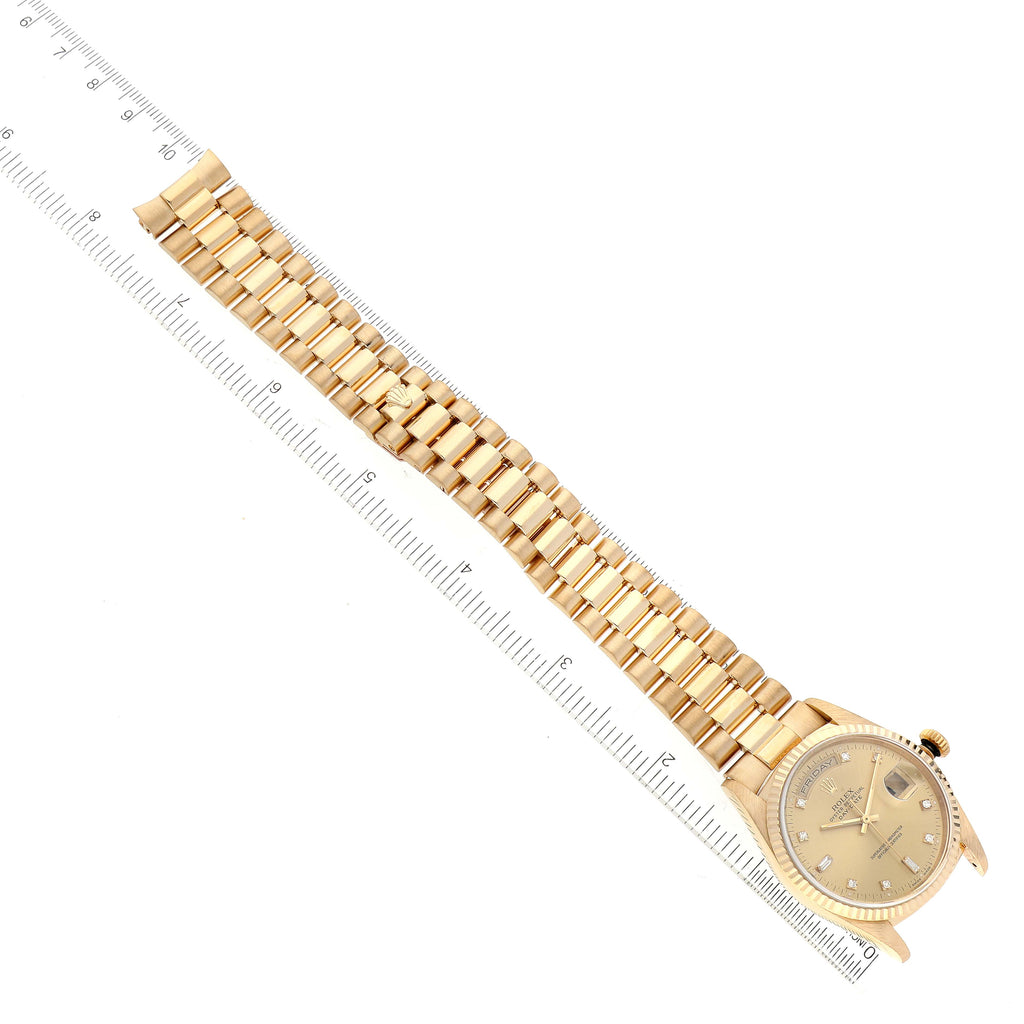 Rolex President Day-Date 36mm Yellow Gold Diamond Mens Watch 18238 + 2 Extra links