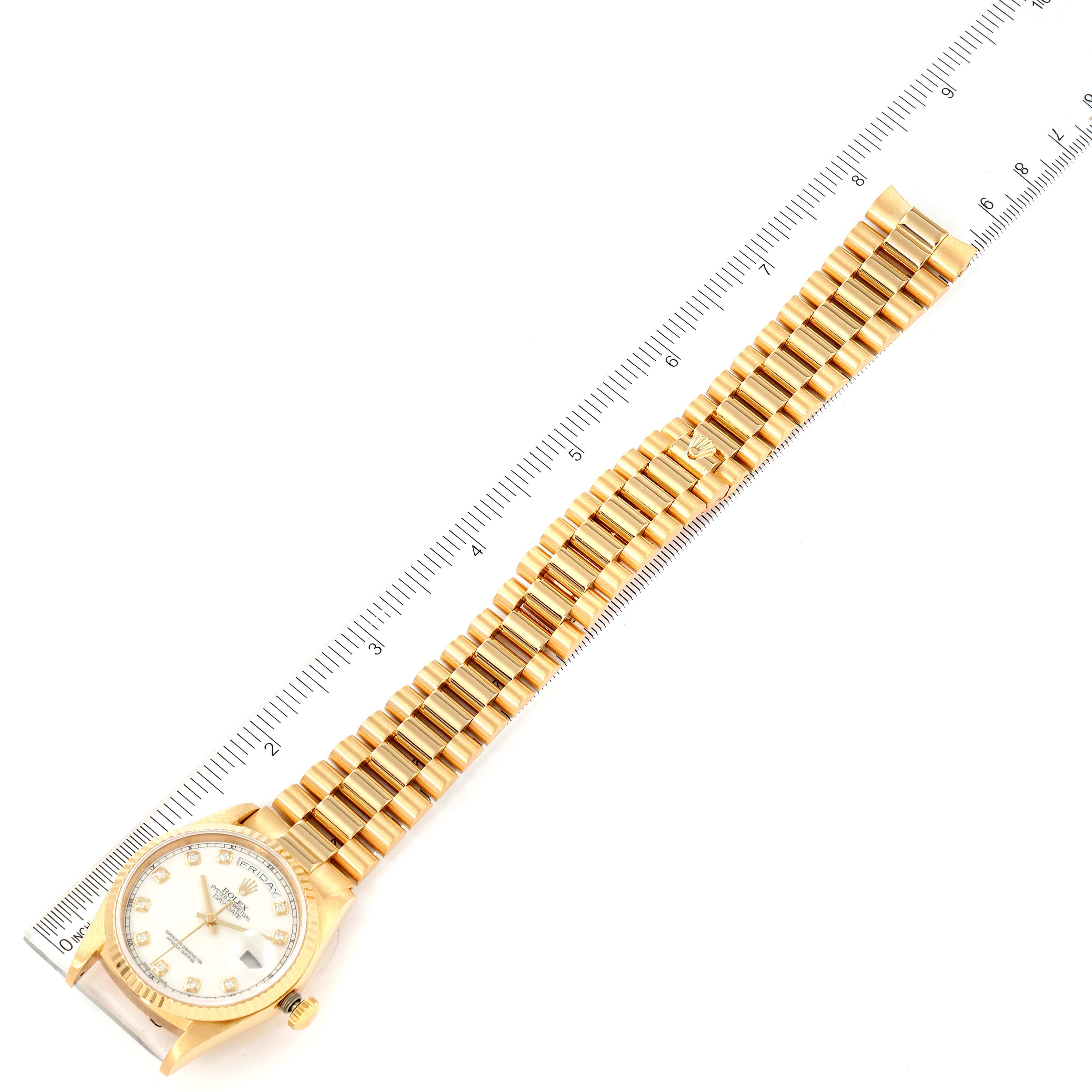 Rolex President Day-Date 36mm Yellow Gold Diamond Mens Watch 18238 Box Papers