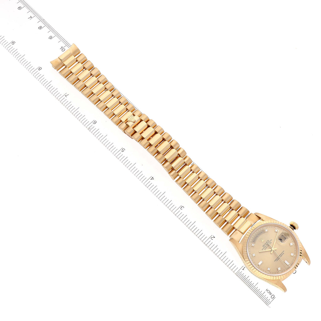 Rolex President Day-Date 36mm Yellow Gold Diamond Mens Watch 18238 Papers