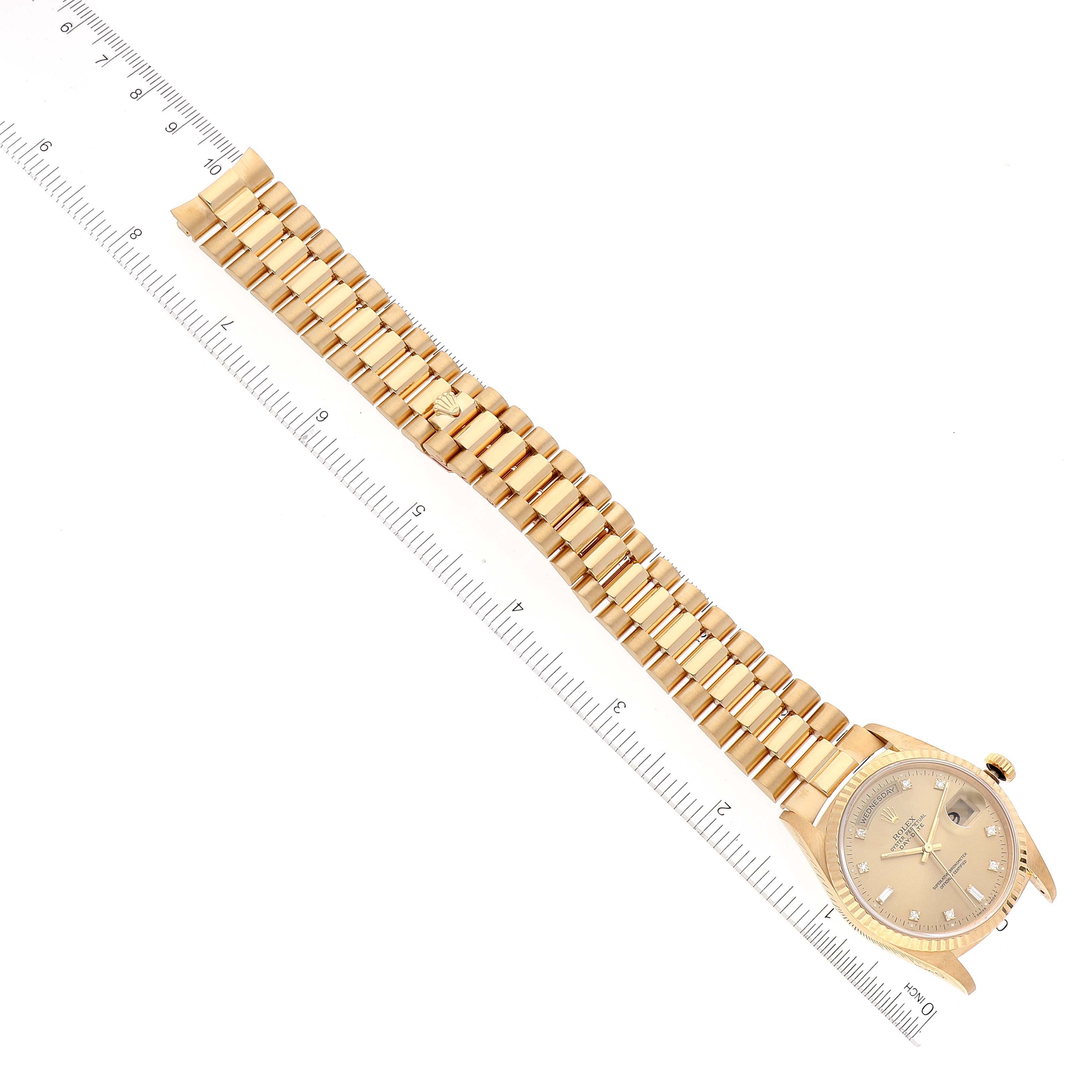 Rolex President Day-Date 36mm Yellow Gold Diamond Mens Watch 18238 Papers