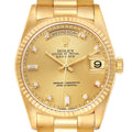 Rolex President Day-Date 36mm Yellow Gold Diamond Mens Watch 18238 Papers