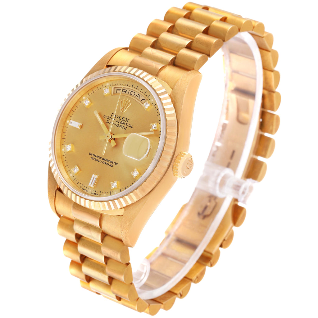 Rolex President Day-Date 36mm Yellow Gold Diamond Mens Watch 18238 Unworn NOS