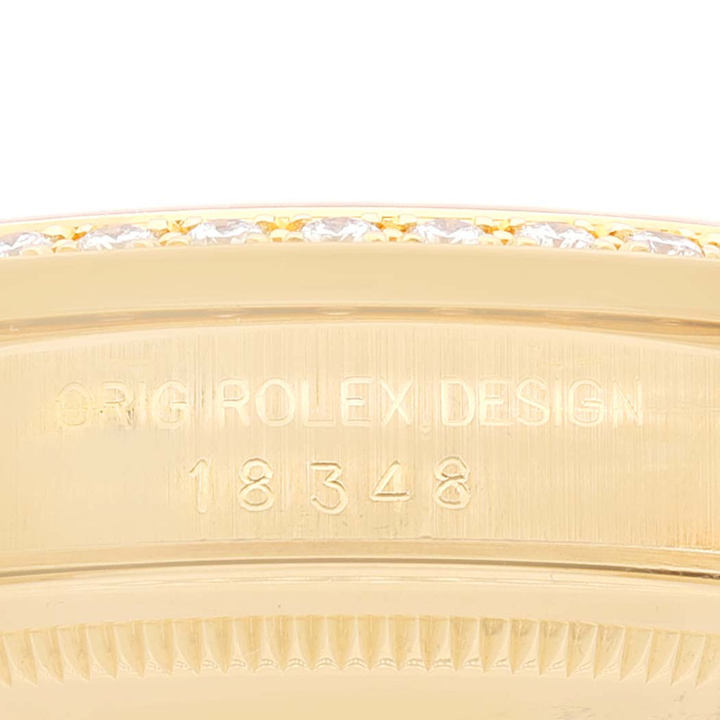 Rolex President Day Date 36mm Yellow Gold Diamond Mens Watch 18348 Box