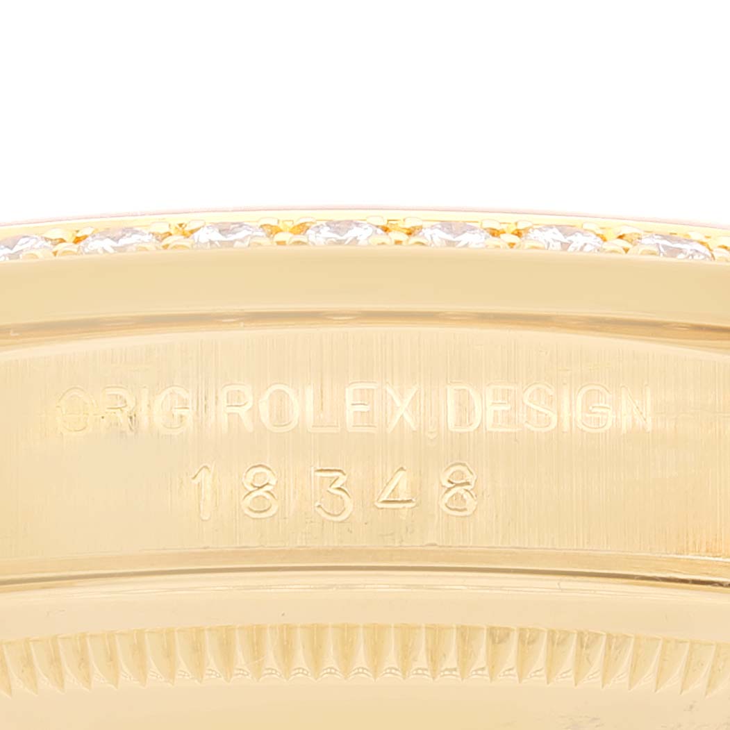 Rolex President Day Date 36mm Yellow Gold Diamond Mens Watch 18348 Box