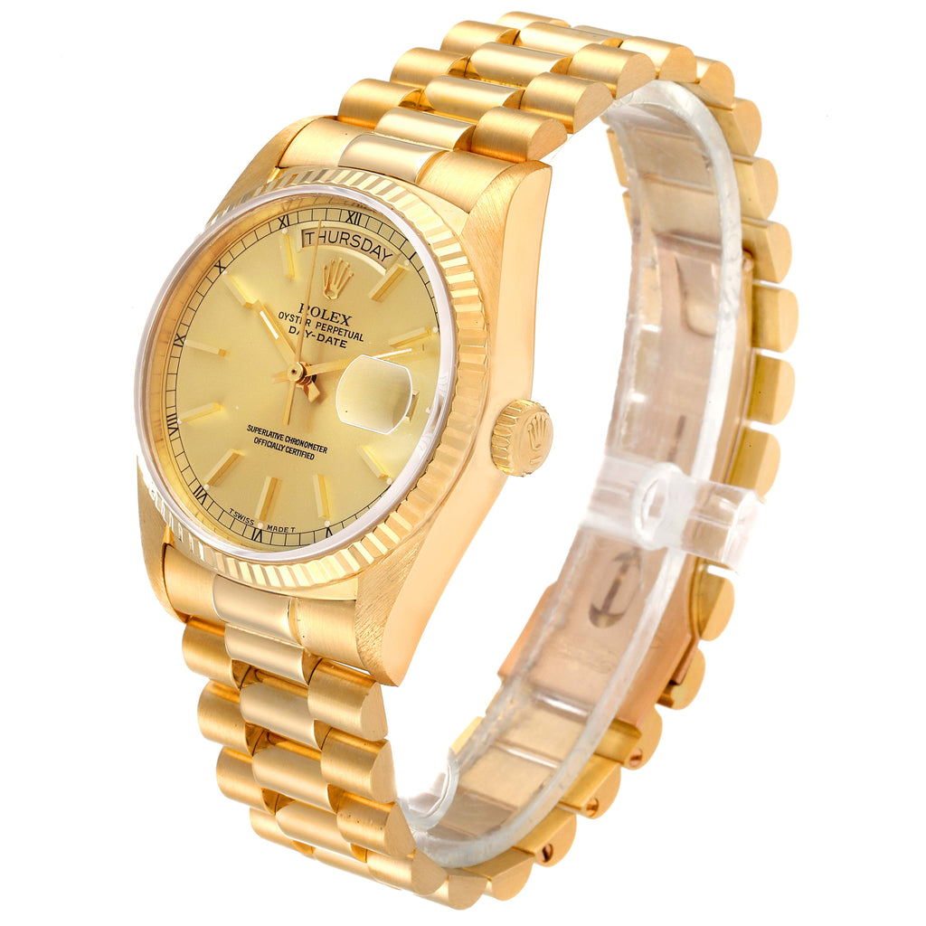 Rolex President Day-Date 36mm Yellow Gold Mens Watch 18038 Papers