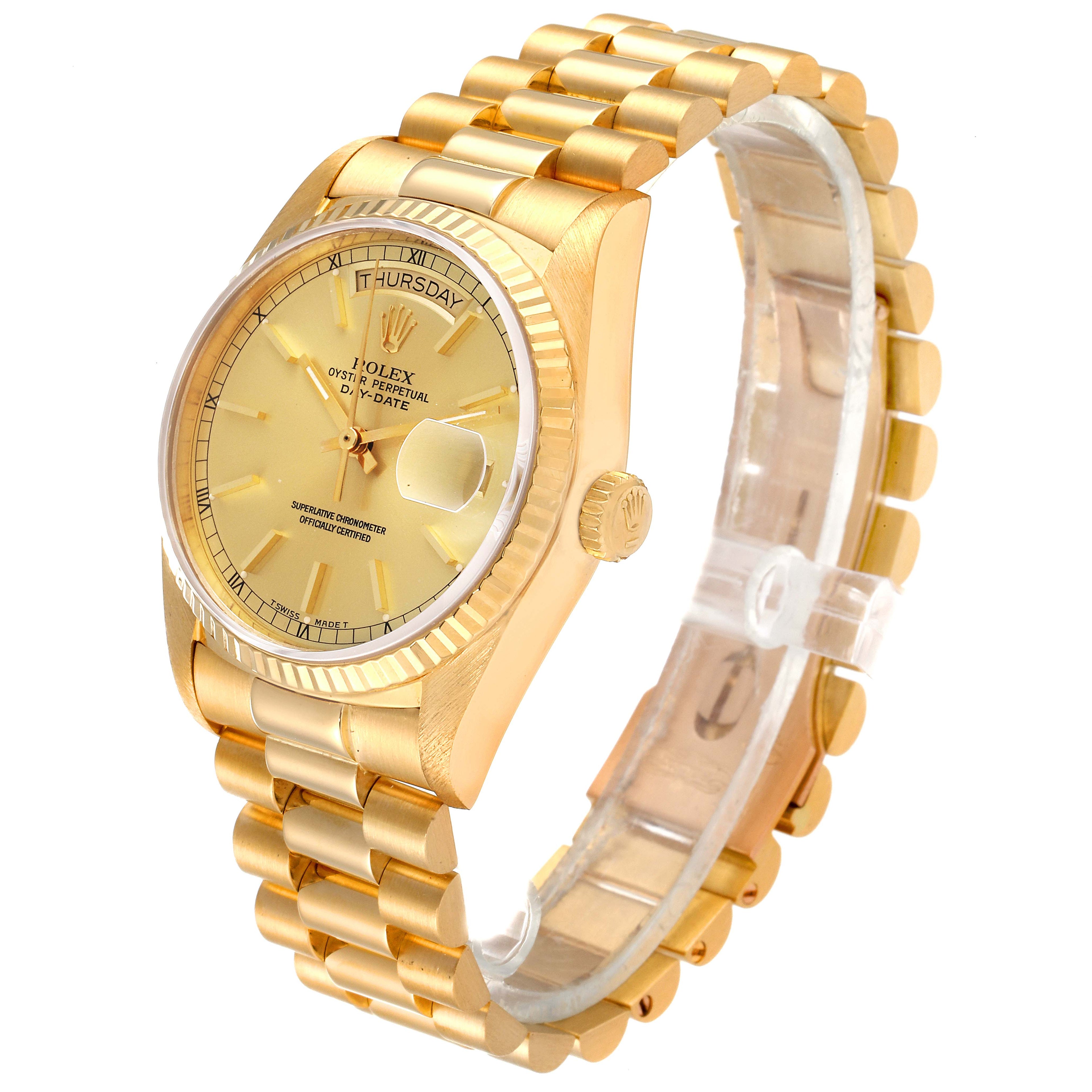 Rolex President Day-Date 36mm Yellow Gold Mens Watch 18038 Papers