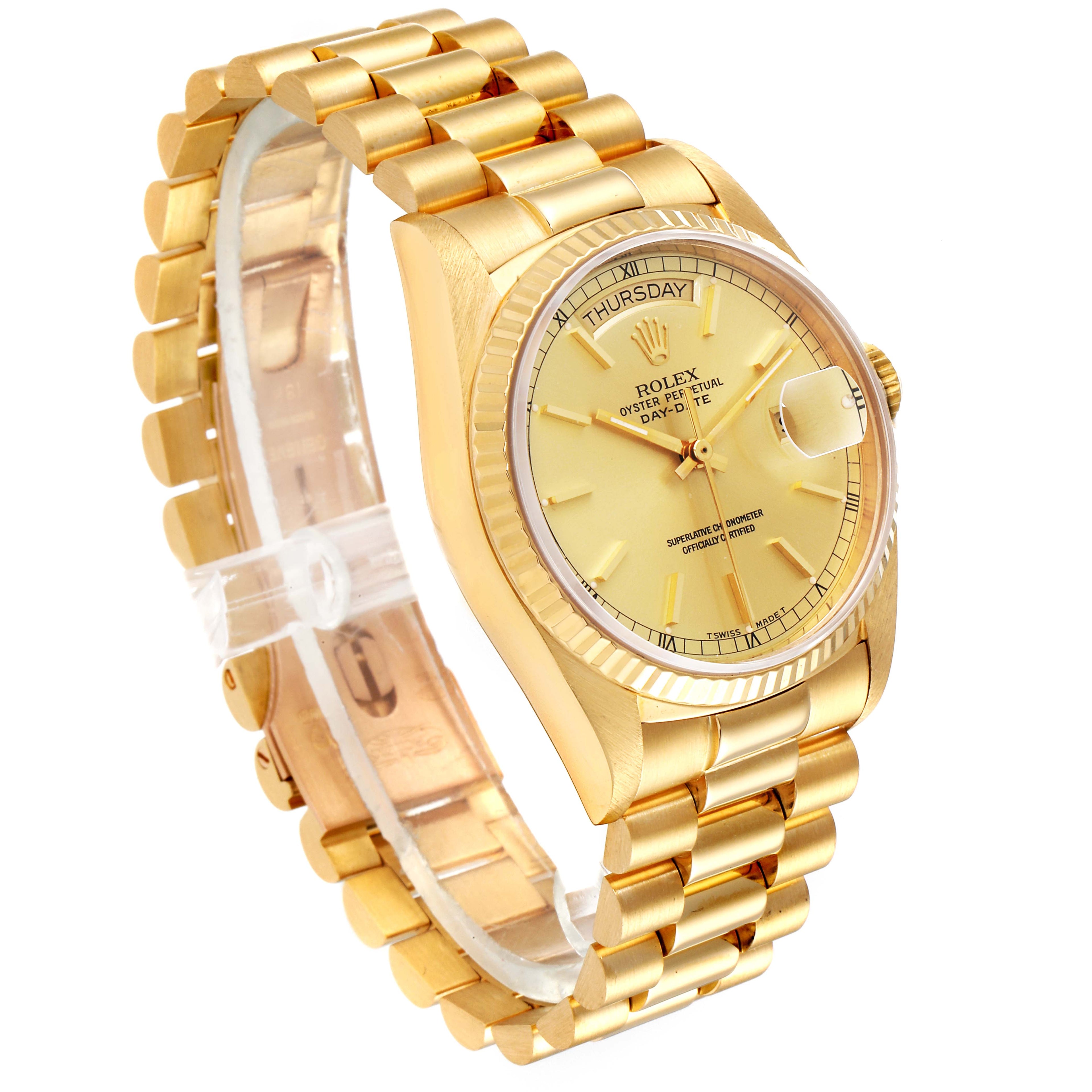 Rolex President Day-Date 36mm Yellow Gold Mens Watch 18038 Papers