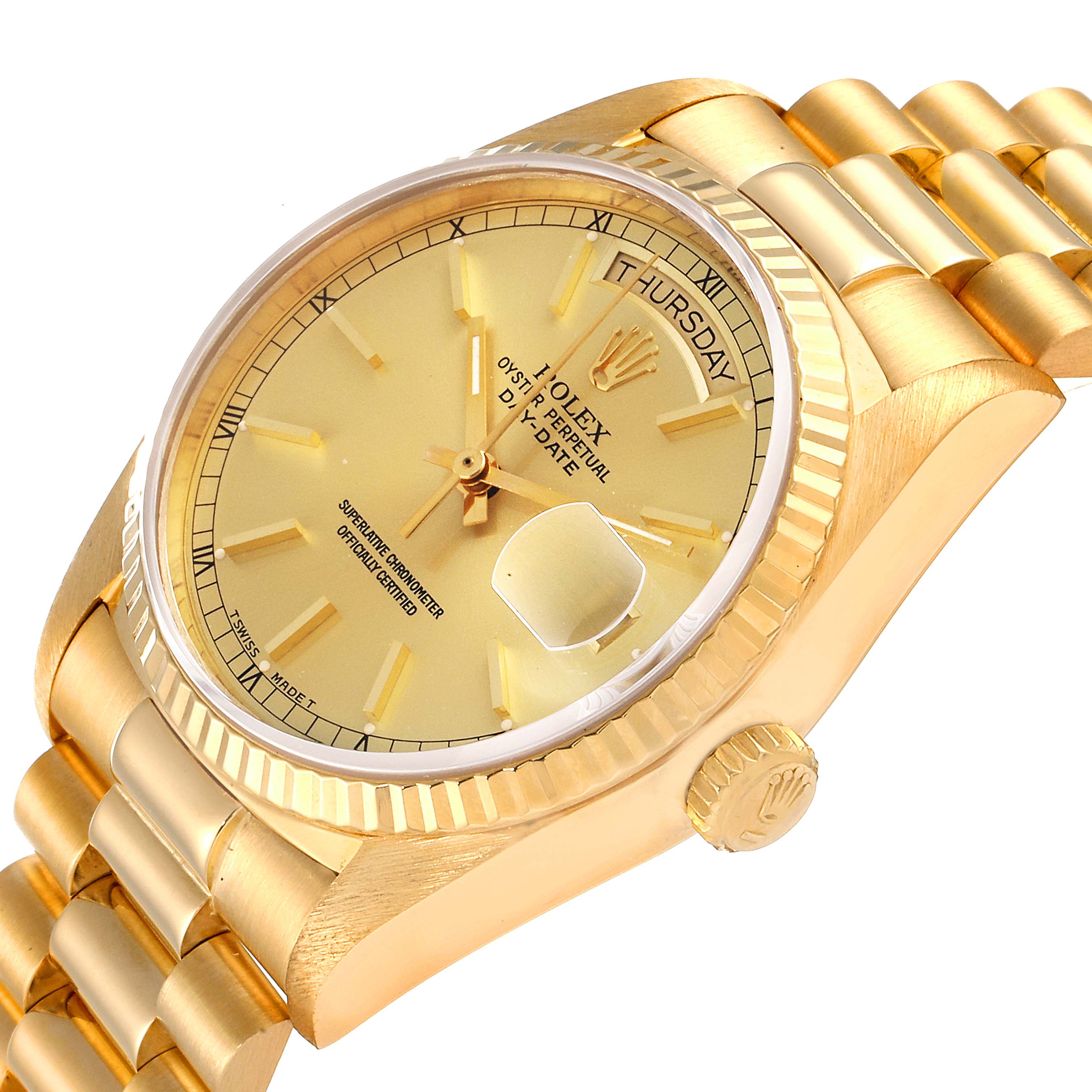 Rolex President Day-Date 36mm Yellow Gold Mens Watch 18038 Papers