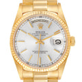 Rolex President Day-Date 36mm Yellow Gold Silver Dial Mens Watch 18038