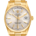 Rolex President Day-Date 36mm Yellow Gold Silver Dial Watch 18038