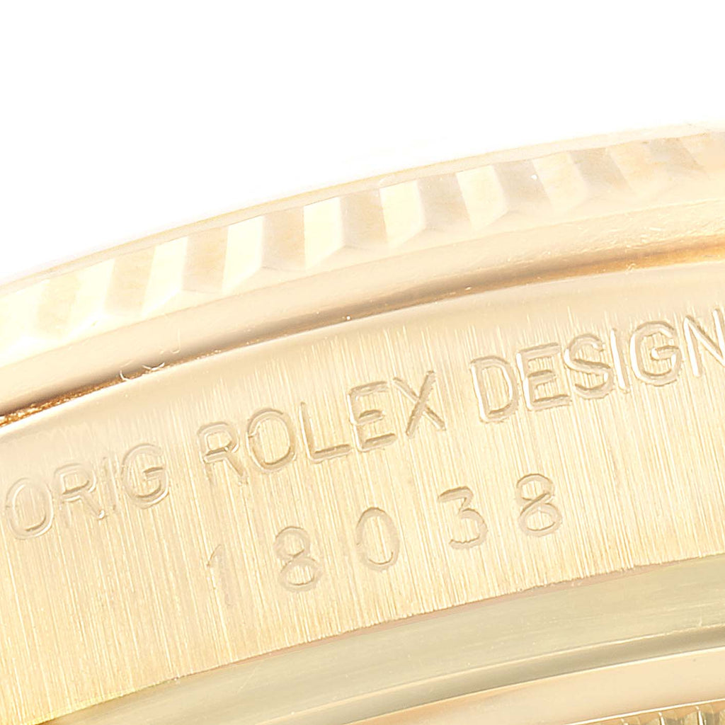 Rolex President Day-Date 36mm Yellow Gold Silver Dial Watch 18038 Box Papers
