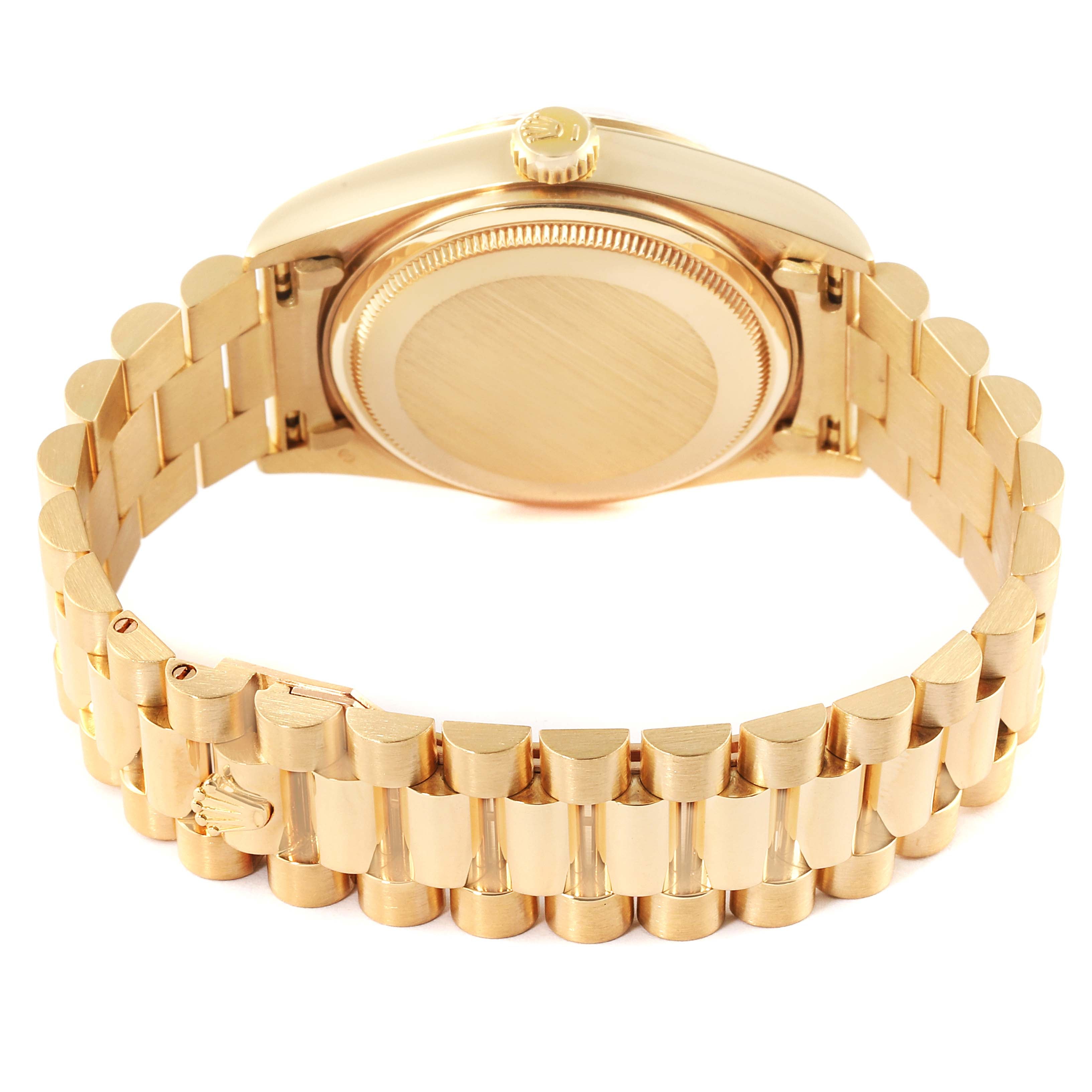Rolex President Day-Date 36mm Yellow Gold Silver Dial Watch 18038 Box Papers