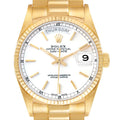 Rolex President Day-Date 36mm Yellow Gold White Dial Mens Watch 18038