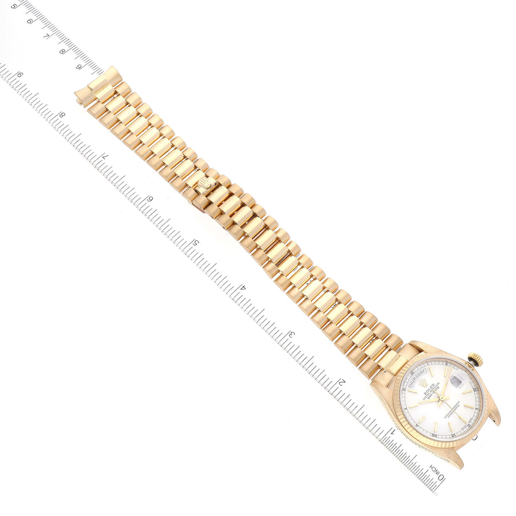 Rolex President Day-Date 36mm Yellow Gold White Dial Mens Watch 18038