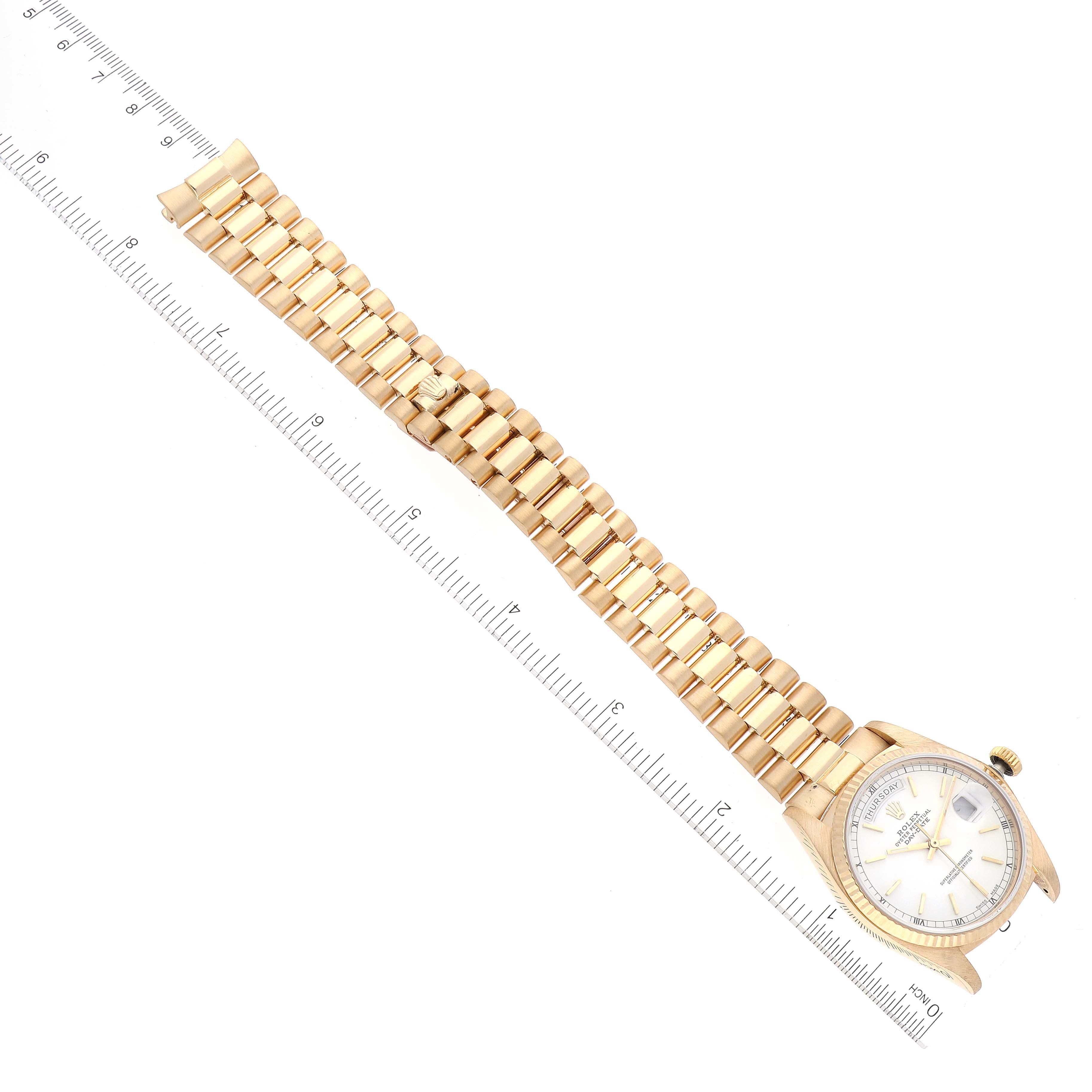 Rolex President Day-Date 36mm Yellow Gold White Dial Mens Watch 18038