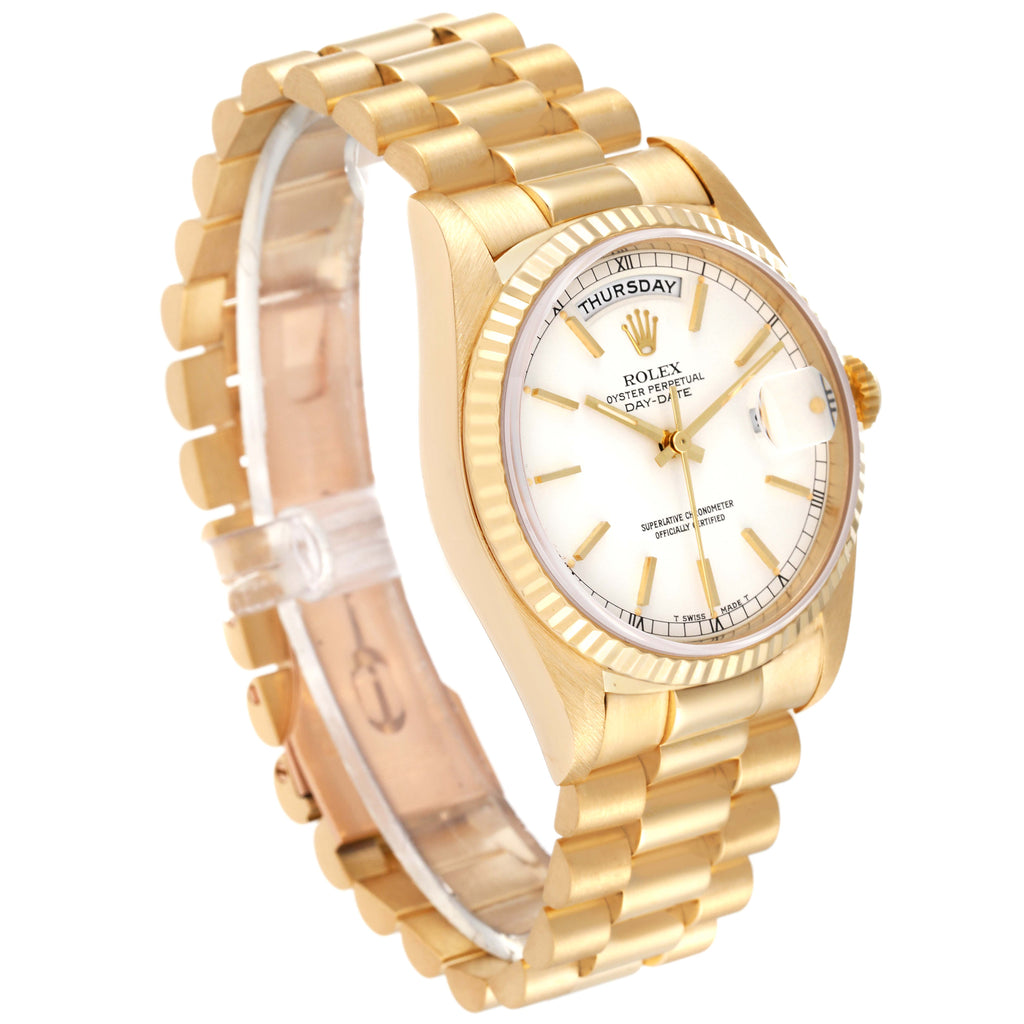 Rolex President Day-Date 36mm Yellow Gold White Dial Mens Watch 18238