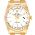 Rolex President Day-Date 36mm Yellow Gold White Dial Mens Watch 18238
