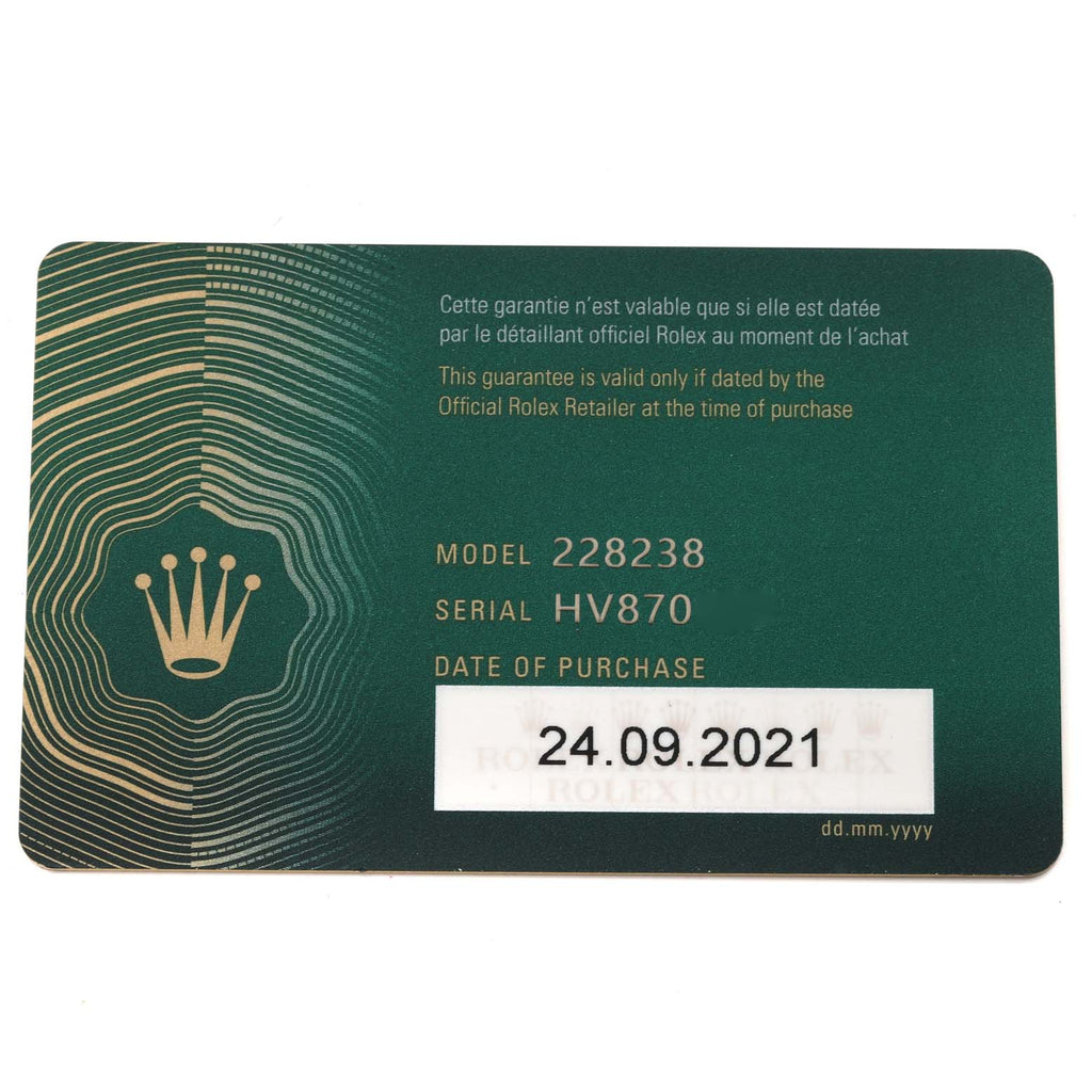 Rolex President Day-Date 40 Black Diagonal Dial Yellow Gold Mens Watch 228238 Box Card