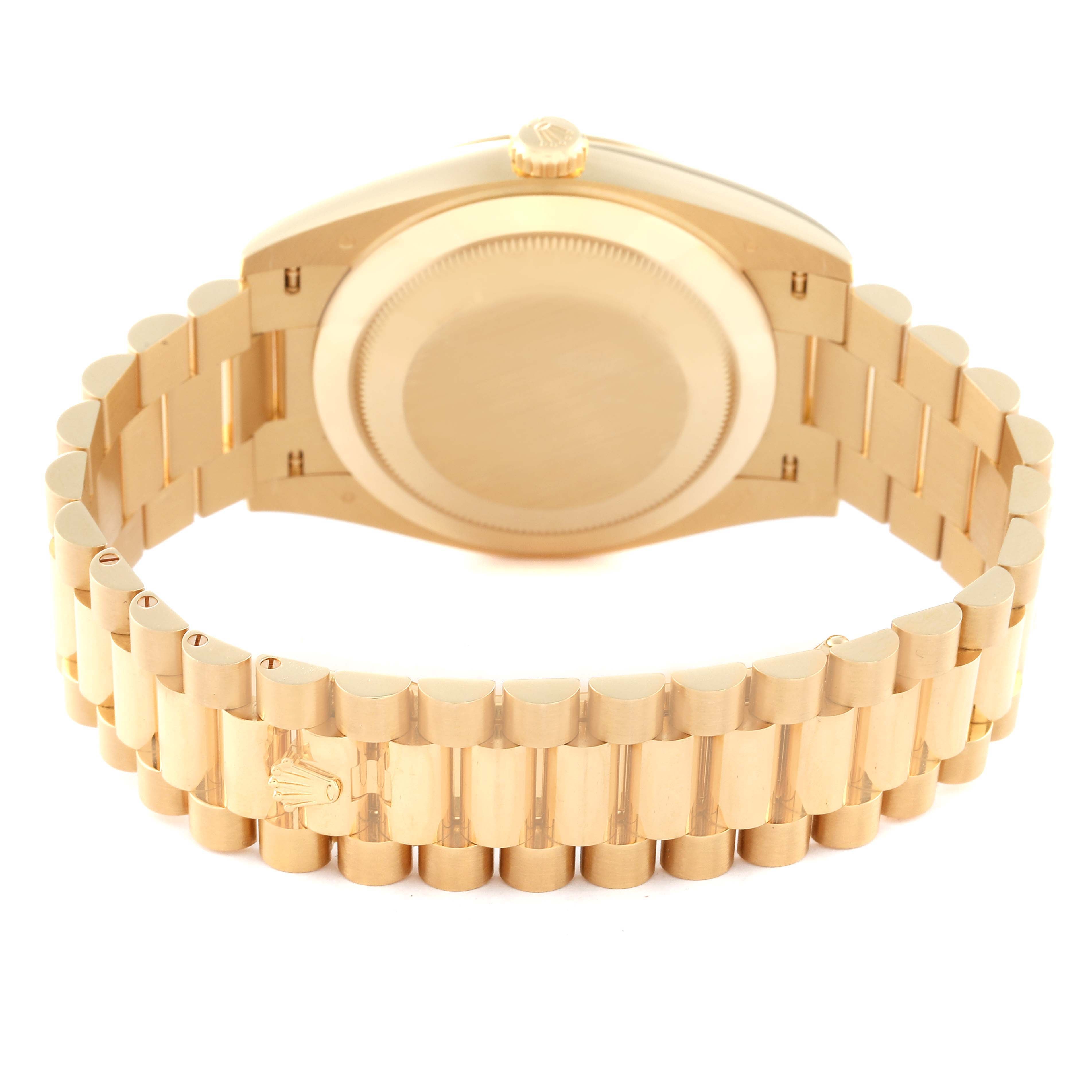 Rolex President Day-Date 40 Black Diagonal Dial Yellow Gold Mens Watch 228238 Box Card