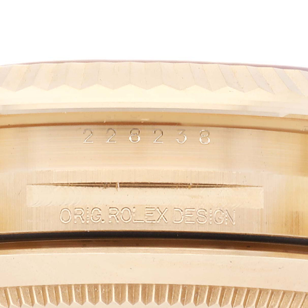 Rolex President Day-Date 40 Black Diagonal Dial Yellow Gold Mens Watch 228238 Box Card