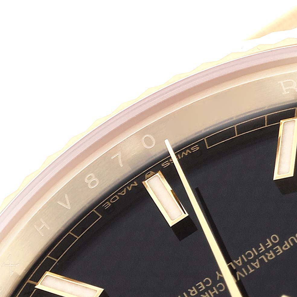 Rolex President Day-Date 40 Black Diagonal Dial Yellow Gold Mens Watch 228238 Box Card