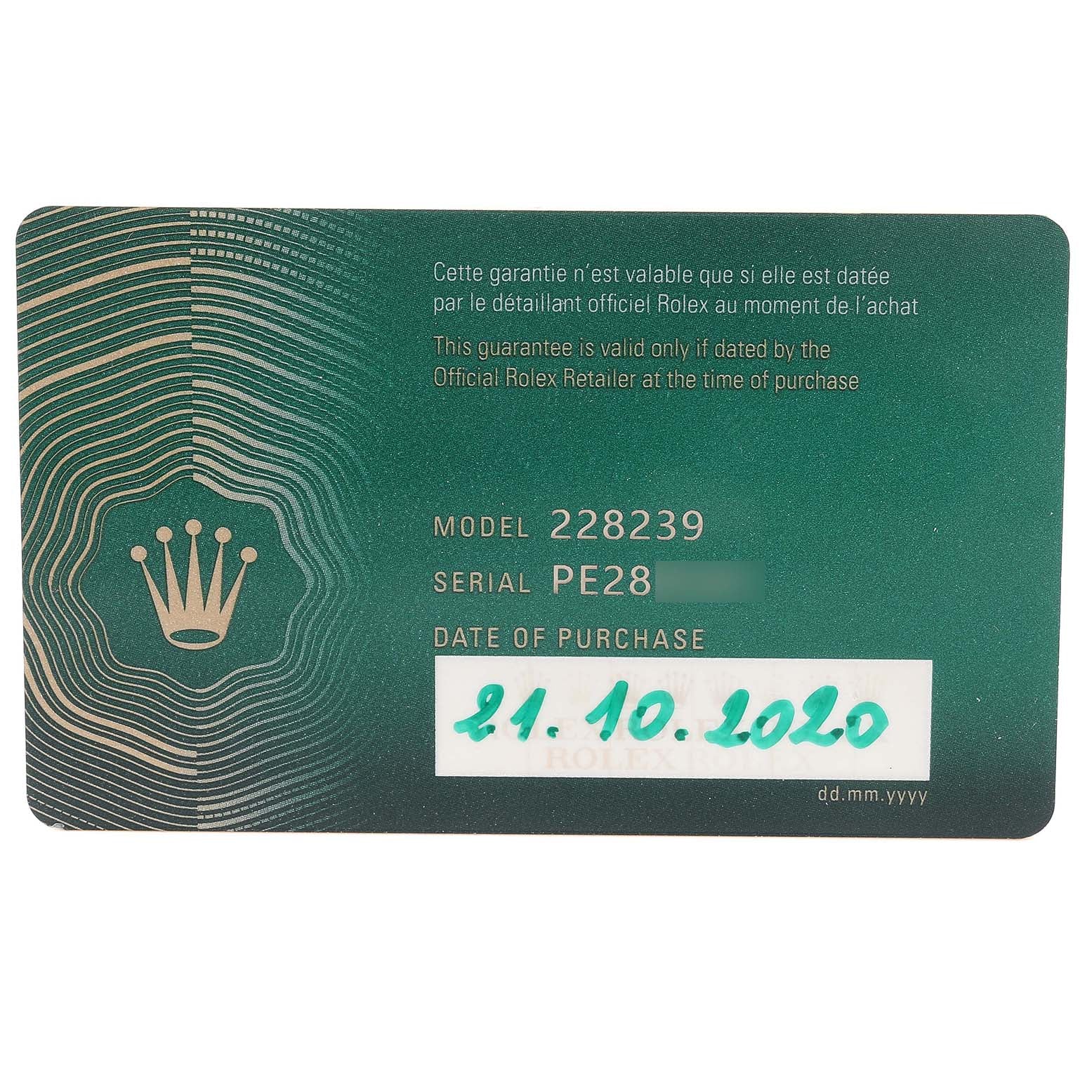Rolex President Day-Date 40 Blue Dial White Gold Watch 228239 Box Card