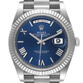 Rolex President Day-Date 40 Blue Dial White Gold Watch 228239 Box Card